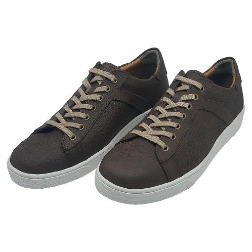 Felizzano Cow Leather Casual Sneakers for Men,879611, Navy and Brown