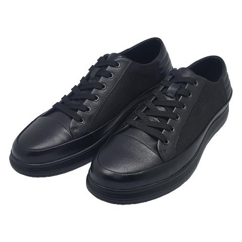 Felizzano Cow Leather Casual Sneakers for Men, 879613, Black and Brown